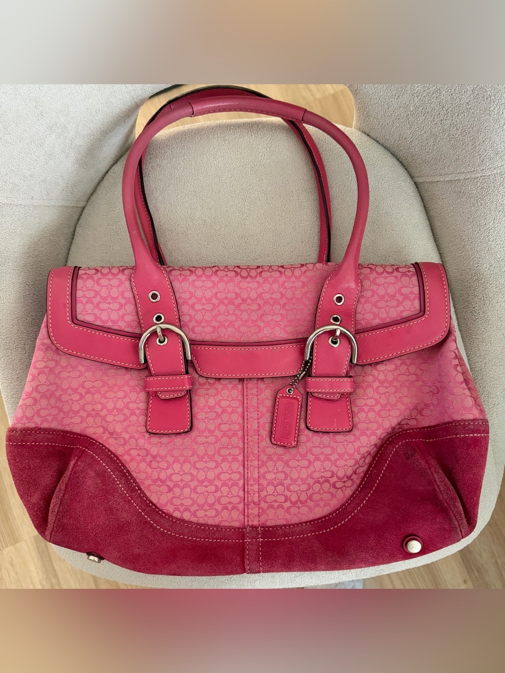 πRare Vintage Coach Pink Signature Tote/Shoulder Bag